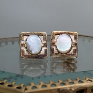 Vintage Robert Talbott Mother of Pearl Vermeil Sterling Silver Cufflinks 27g!